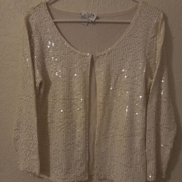 Oscar de la Renta Sweaters - Oscar De LA Renta White Sequenced Sweater